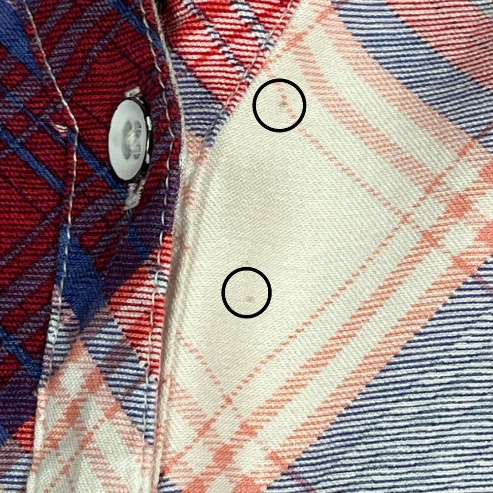 Rock & Republic Women’s Dress XS‎ Red White Blue Plaid Button Front Belted Midi - Picture 3 of 9